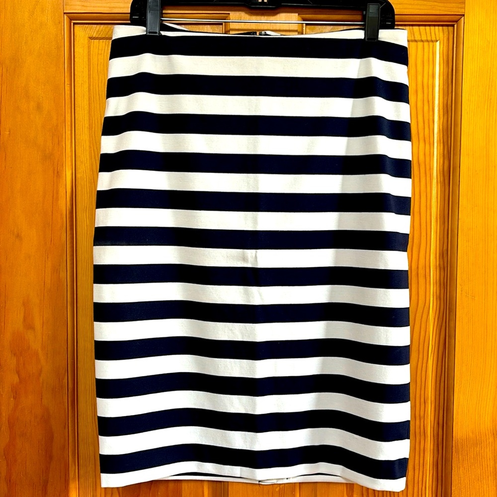 Brand New Striped Navy Pencil Skirt from The Limited size 12